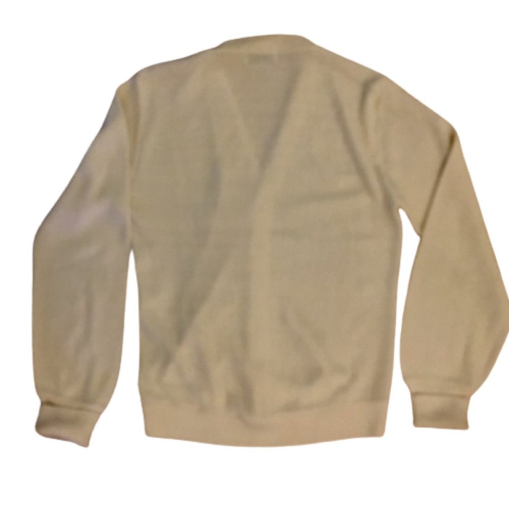 Pebble Beach California Sweater Cardigan V Neck Grandpa Golf Unisex 1980s Cream